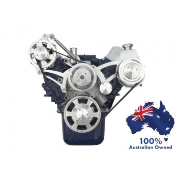 FORD FALCON MUSTANG WINDSOR AU 5.0L SERPENTINE PULLEY/ BRACKET CONVERSION-ALTERNATOR + POWER STEERING HIGH MOUNT - SPECIAL COBRA CONFIGURATION - COMPLETE KIT